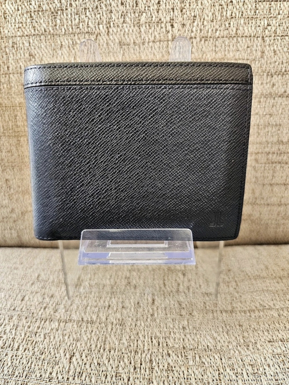 LANVIN Black Textured Leather Men’s Bifold Wallet Designer Luxury